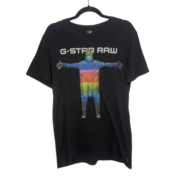 G-Star RAW Men’s Medium Graphic T-Shirt Black Crewneck - Picture 1 of 4